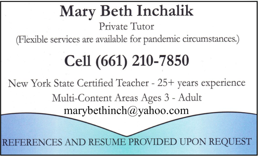 Mary Beth Inchalik Private Tutor